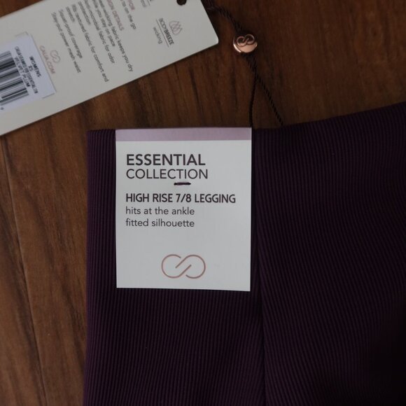 Calia Women's Essential Seamed Rib High Rise 7/8 Leggings XS Velvet Plum - Picture 3 of 6